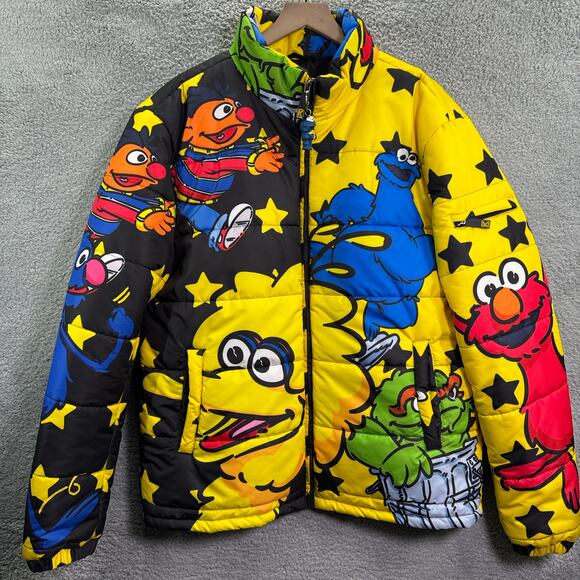 Rare Dekryptic x Sesame Street Puffer Jacket Coat XL Elmo Bert Cookie Grover - Picture 2 of 12